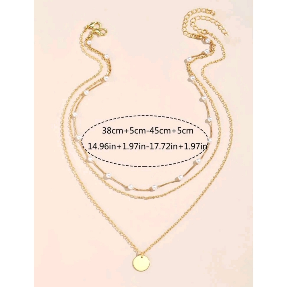 Anthropologie Kelly Minimalist Pearl Gold Pendant Layered Necklaces - Picture 5 of 5
